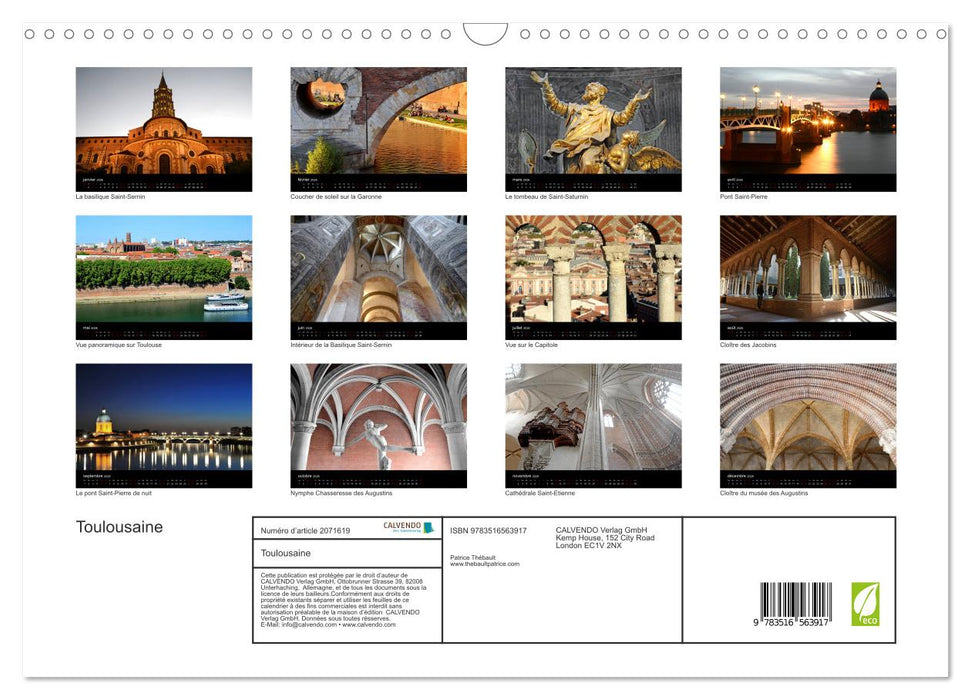 Toulousaine (CALVENDO Calendrier mensuel 2026)