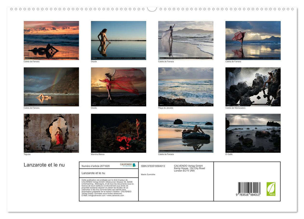 Lanzarote et le nu (CALVENDO Calendrier supérieur 2026)
