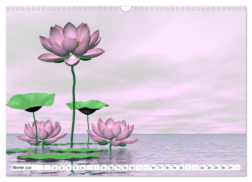 LOTUS MÉDITATIFS (CALVENDO Calendrier mensuel 2026)