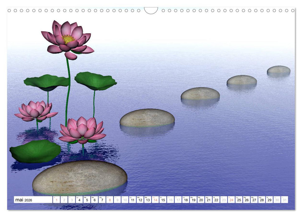 LOTUS MÉDITATIFS (CALVENDO Calendrier mensuel 2026)