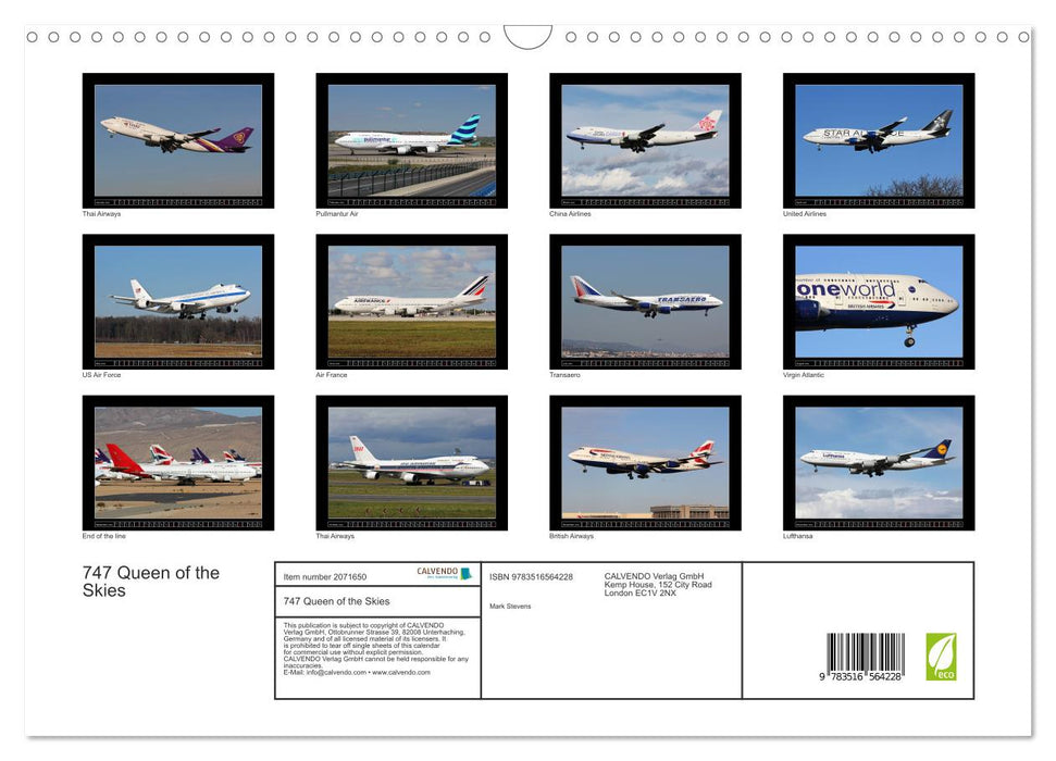 747 Queen of the Skies (CALVENDO Monthly Calendar 2026)
