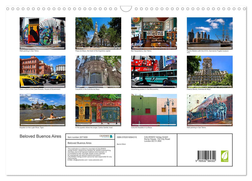 Beloved Buenos Aires (CALVENDO Monthly Calendar 2026)