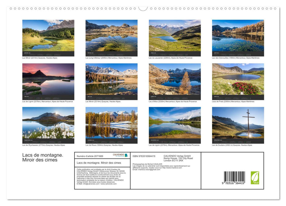 Lacs de montagne. Miroir des cimes (CALVENDO Calendrier supérieur 2026)