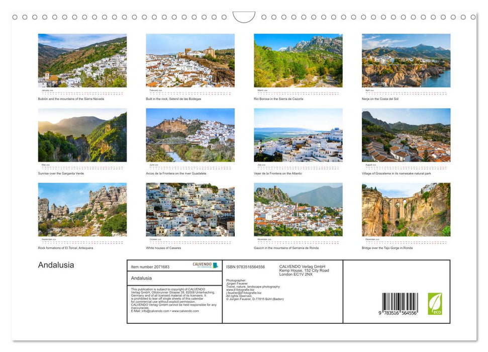 Andalusia (CALVENDO Monthly Calendar 2026)