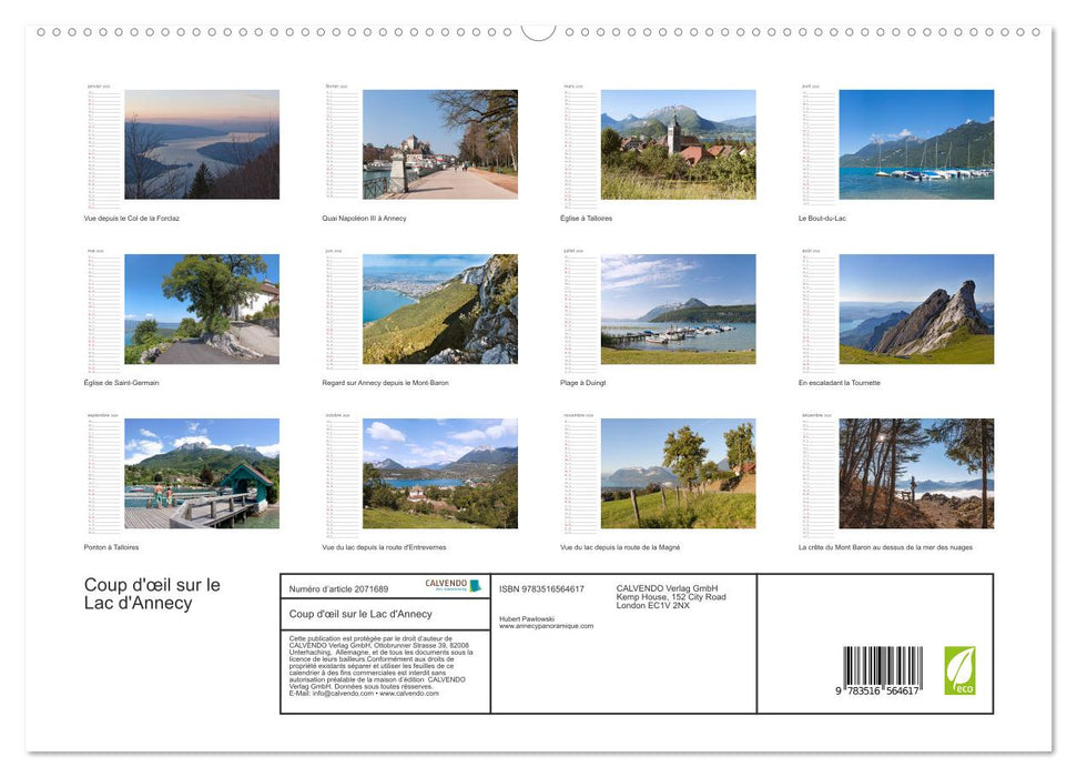 Coup d'œil sur le Lac d'Annecy (CALVENDO Calendrier supérieur 2026)