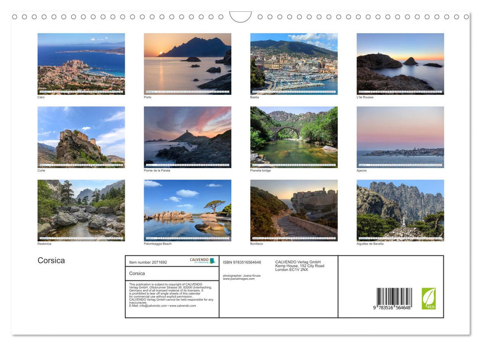 Corsica (CALVENDO Monthly Calendar 2026)