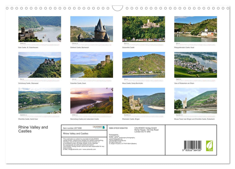 Rhine Valley and Castles (CALVENDO Monthly Calendar 2026)