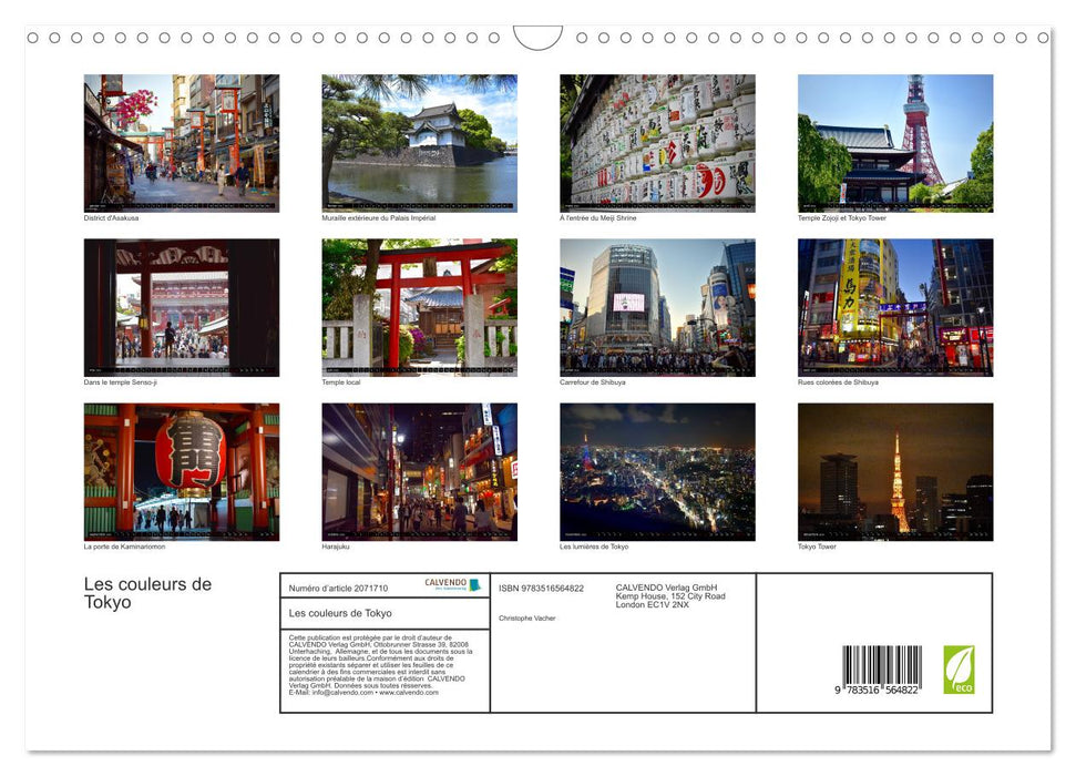 Les couleurs de Tokyo (CALVENDO Calendrier mensuel 2026)