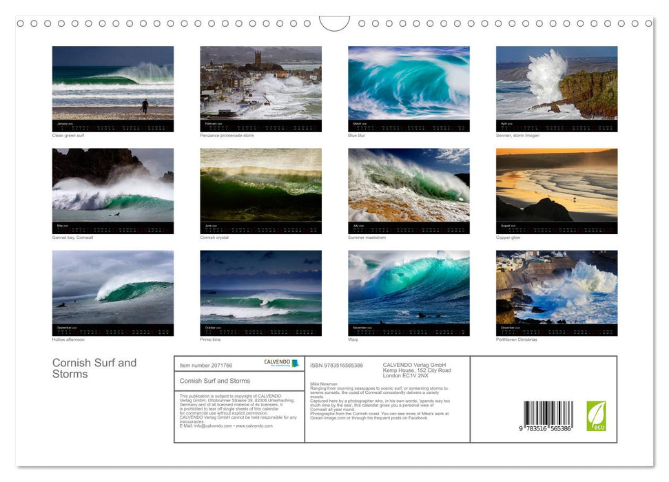 Cornish Surf and Storms (CALVENDO Monthly Calendar 2026)