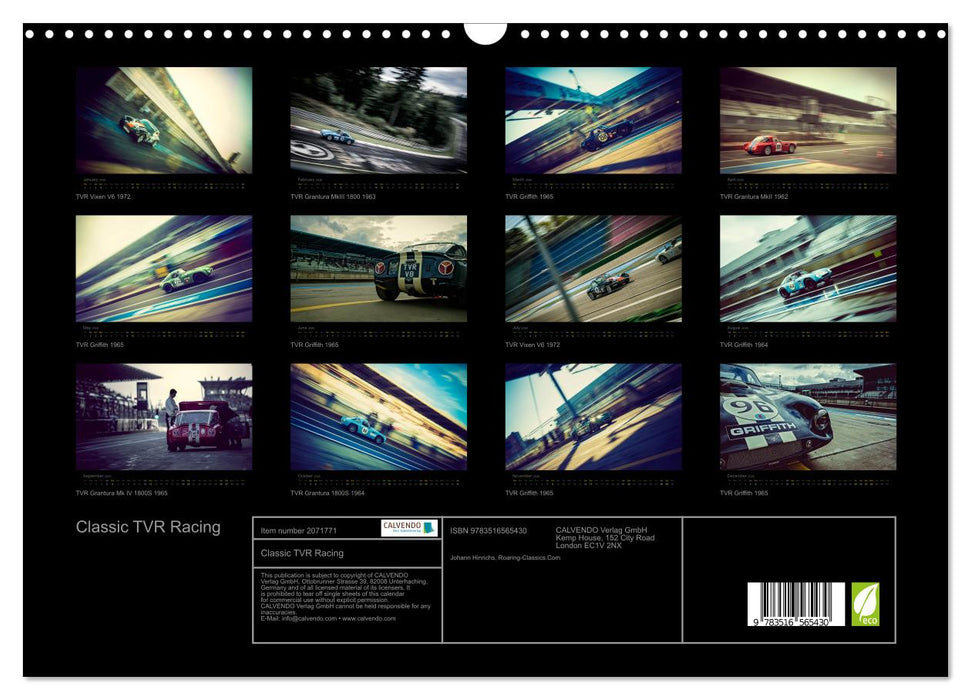 Classic TVR Racing (CALVENDO Monthly Calendar 2026)