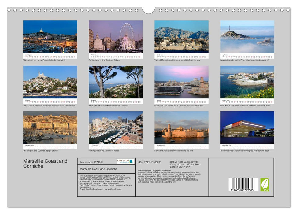 Marseille Coast and Corniche (CALVENDO Monthly Calendar 2026)