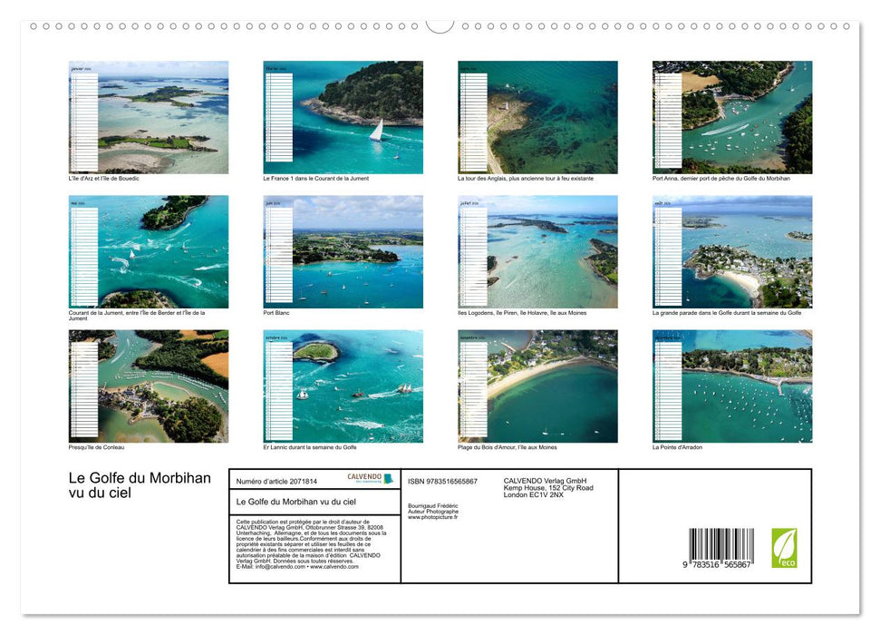 Le Golfe du Morbihan vu du ciel (CALVENDO Calendrier supérieur 2026)