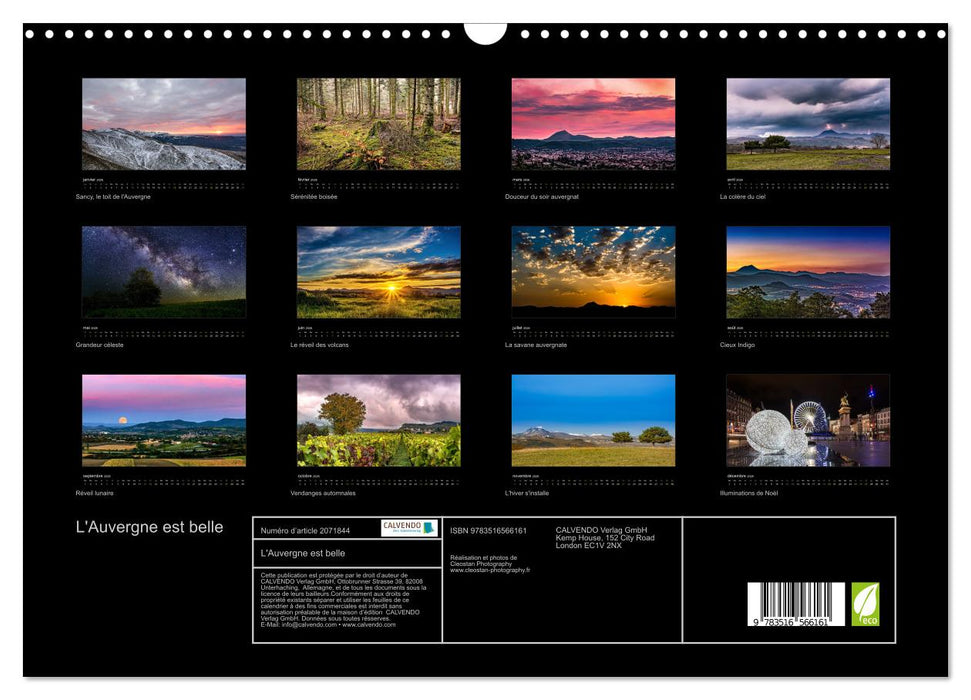 L'Auvergne est belle (CALVENDO Calendrier mensuel 2026)