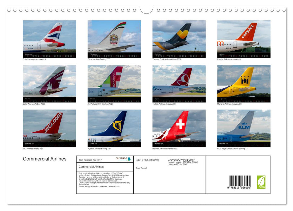 Commercial Airlines (CALVENDO Monthly Calendar 2026)