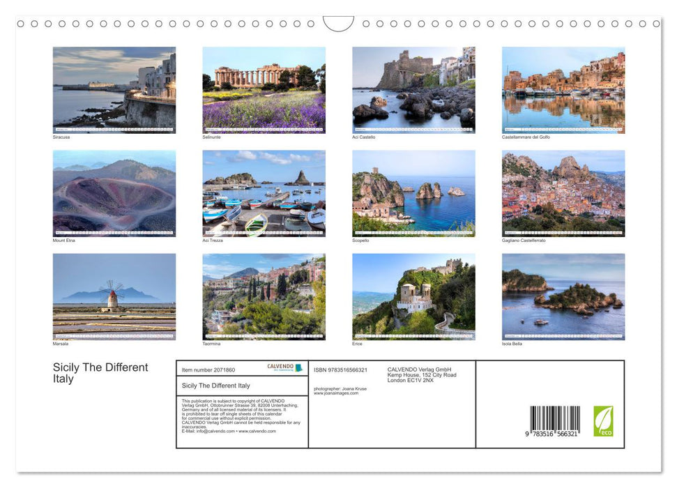 Sicily The Different Italy (CALVENDO Monthly Calendar 2026)