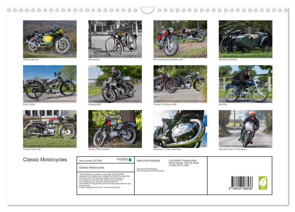 Classic Motorcycles (CALVENDO Monthly Calendar 2026)