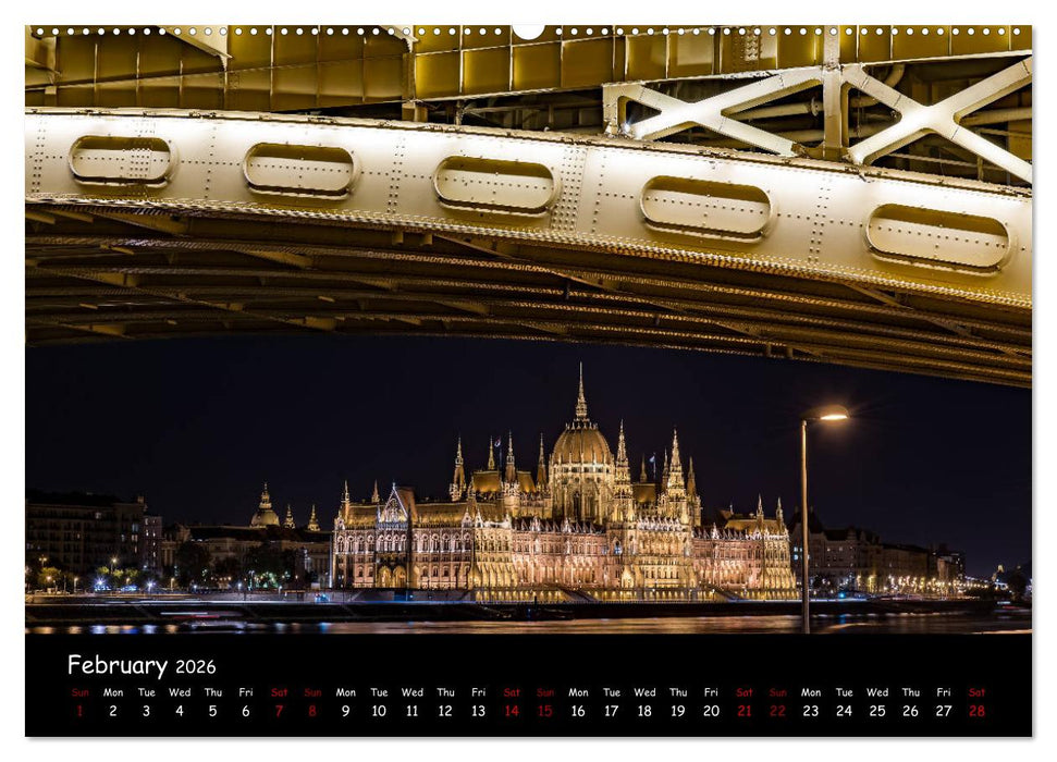 Danube River Nightlights (CALVENDO Premium-Calendar 2026)