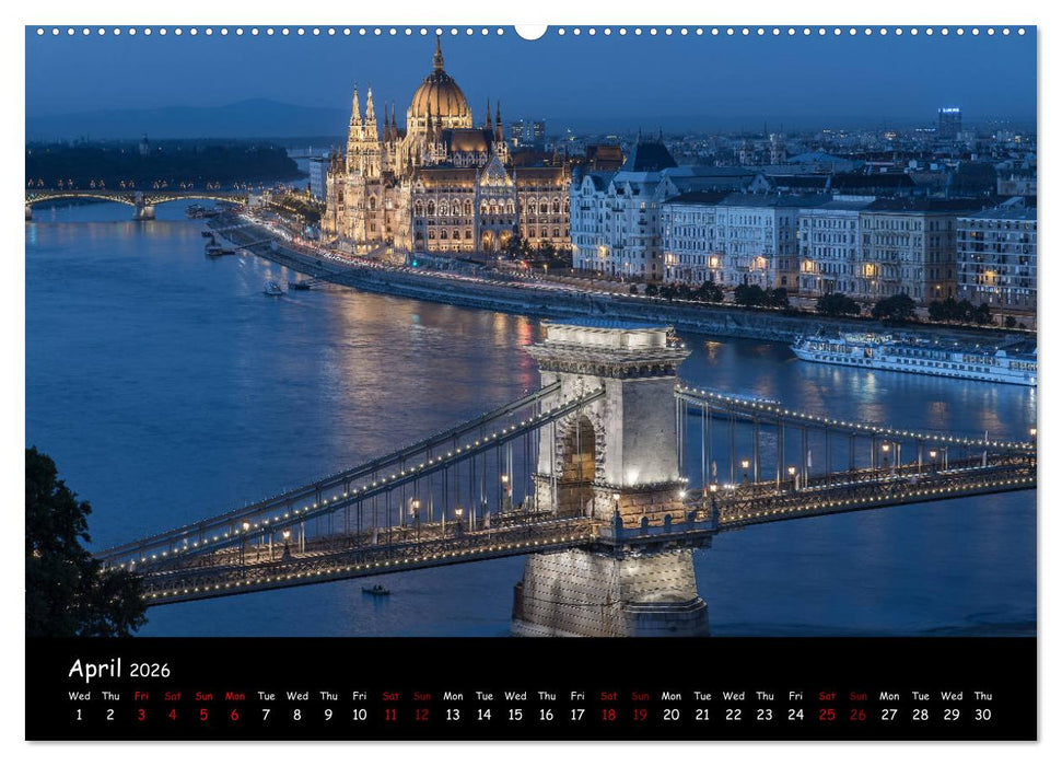 Danube River Nightlights (CALVENDO Premium-Calendar 2026)