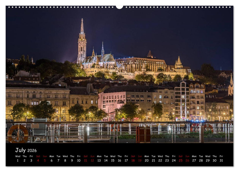Danube River Nightlights (CALVENDO Premium-Calendar 2026)