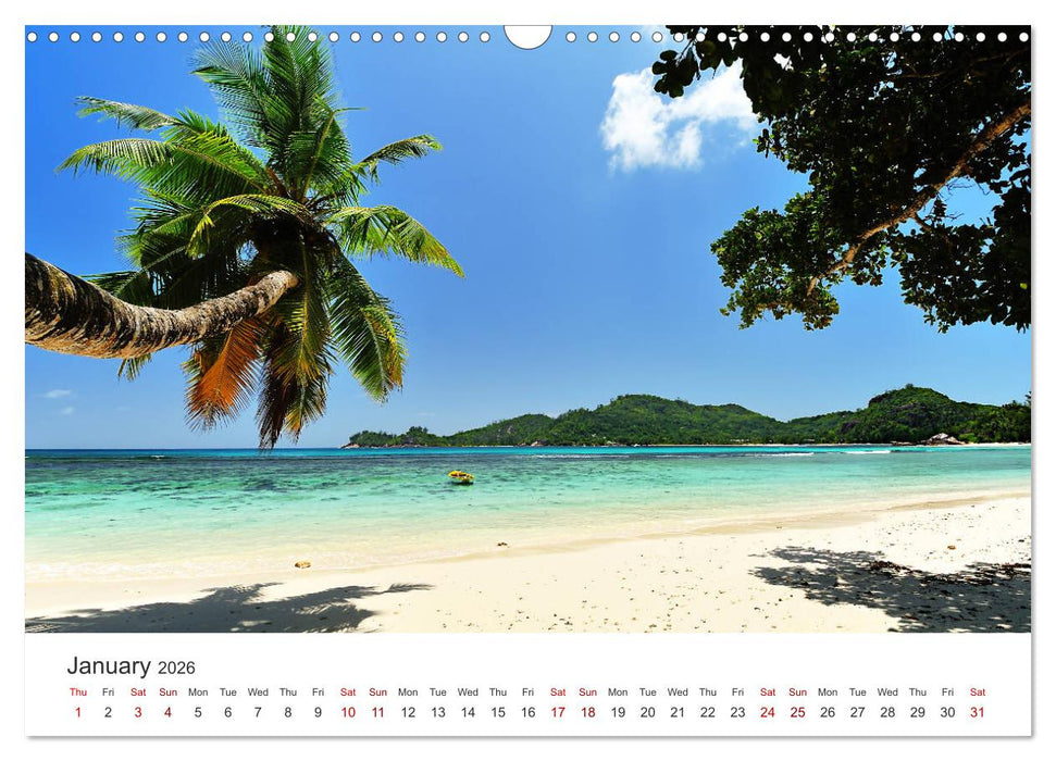 Dreamy Beaches of the Seychelles (CALVENDO Monthly Calendar 2026)