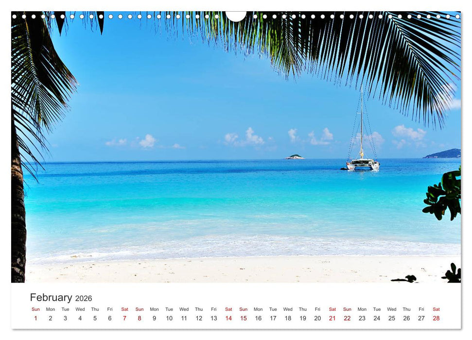 Dreamy Beaches of the Seychelles (CALVENDO Monthly Calendar 2026)