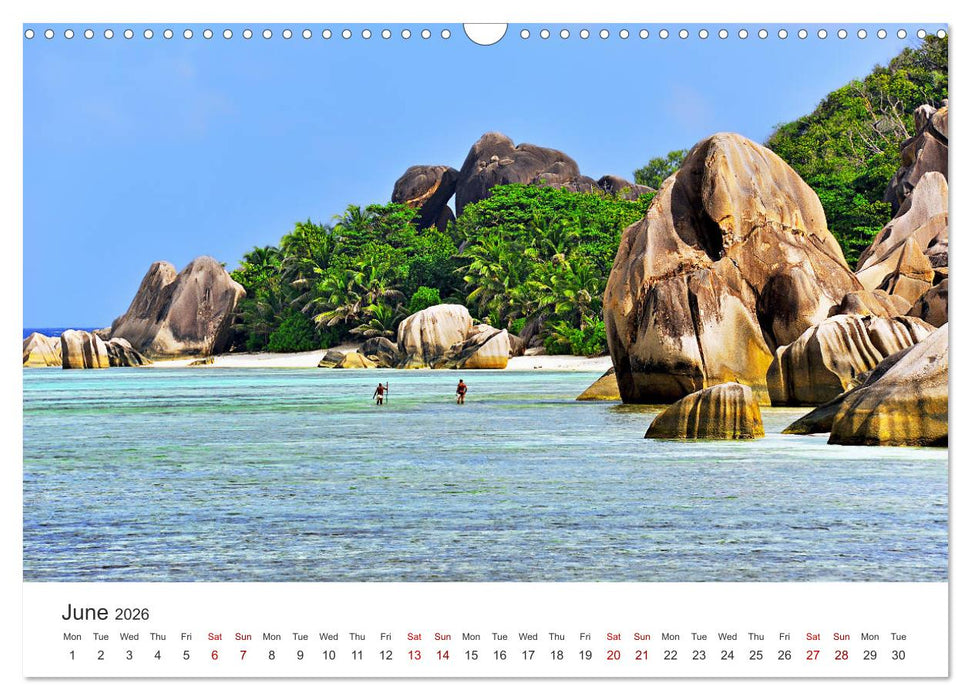 Dreamy Beaches of the Seychelles (CALVENDO Monthly Calendar 2026)