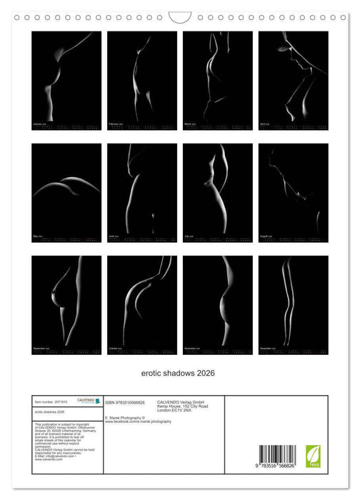 erotic shadows 2026 (CALVENDO Monthly Calendar 2026)