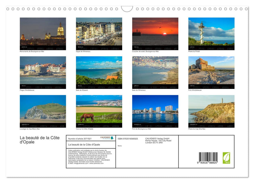 La beauté de la Côte d'Opale (CALVENDO Calendrier mensuel 2026)