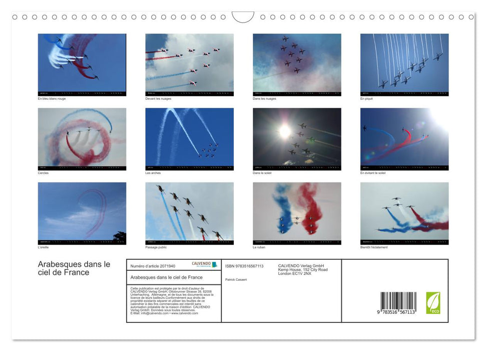 Arabesques dans le ciel de France (CALVENDO Calendrier mensuel 2026)
