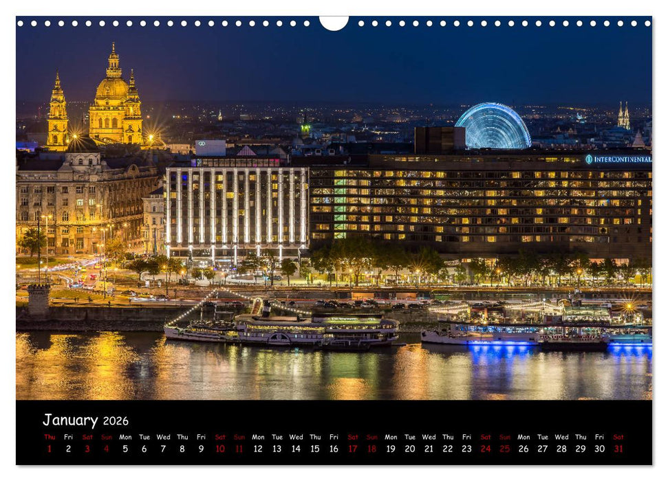 Danube River Nightlights (CALVENDO Monthly Calendar 2026)