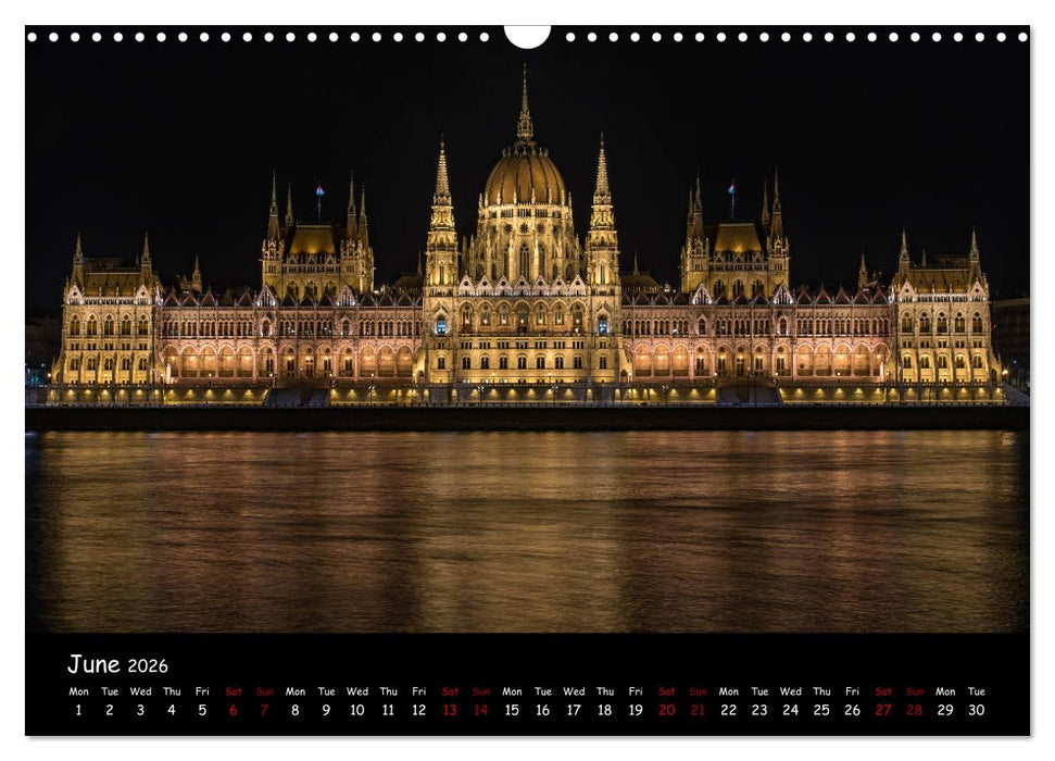 Danube River Nightlights (CALVENDO Monthly Calendar 2026)