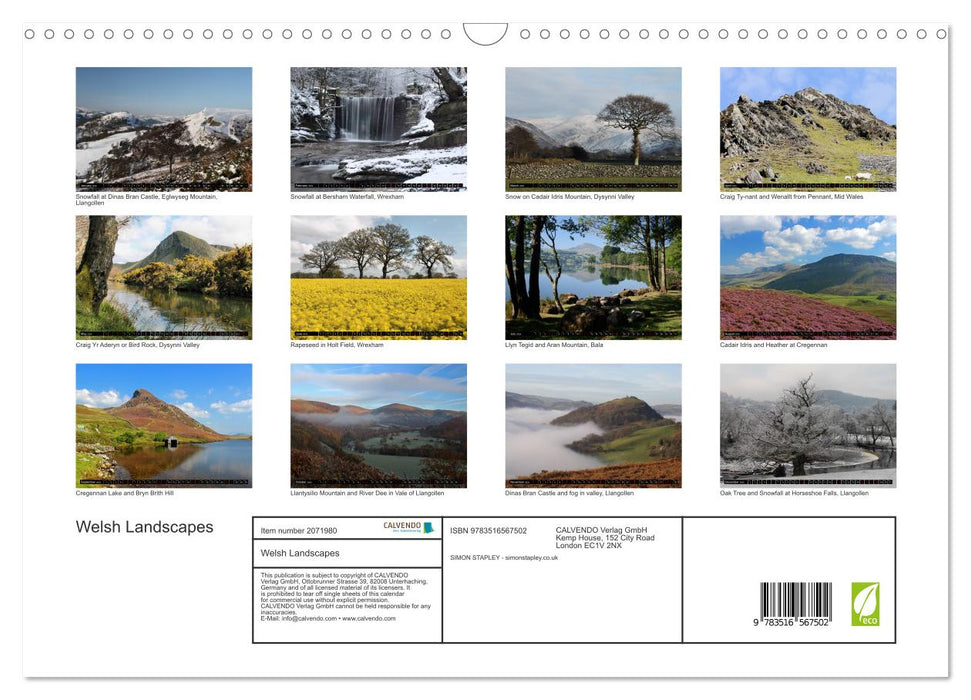 Welsh Landscapes (CALVENDO Monthly Calendar 2026)