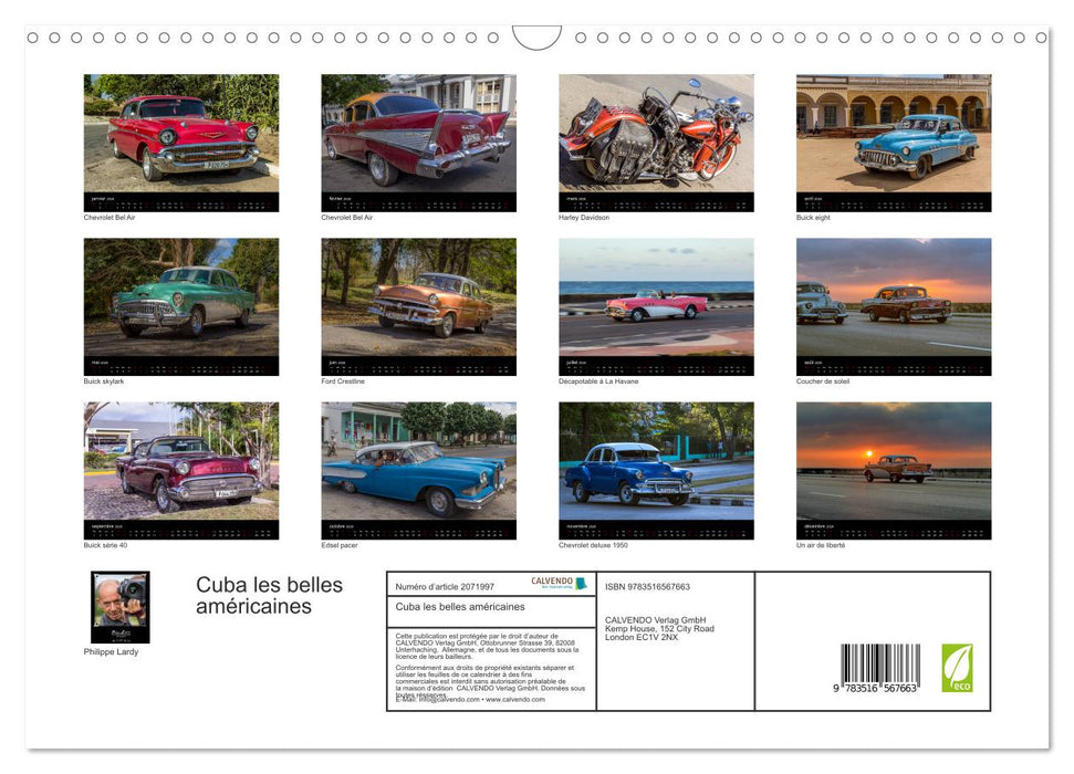 Cuba les belles américaines (CALVENDO Calendrier mensuel 2026)