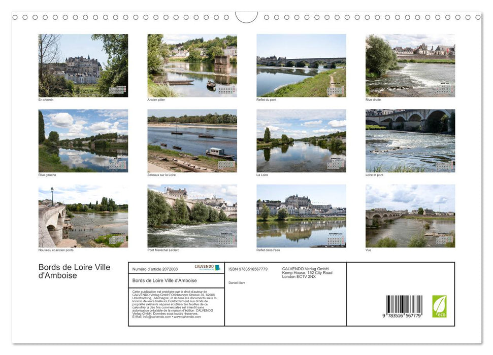 Bords de Loire Ville d'Amboise (CALVENDO Calendrier mensuel 2026)