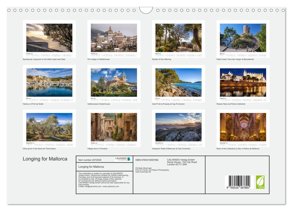 Longing for Mallorca (CALVENDO Monthly Calendar 2026)