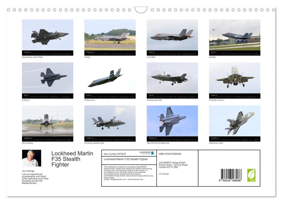 Lockheed Martin F35 Stealth Fighter (CALVENDO Monthly Calendar 2026)