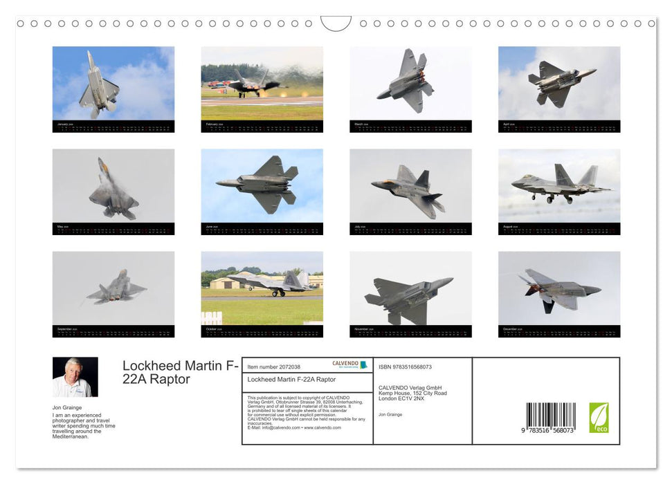 Lockheed Martin F-22A Raptor (CALVENDO Monthly Calendar 2026)