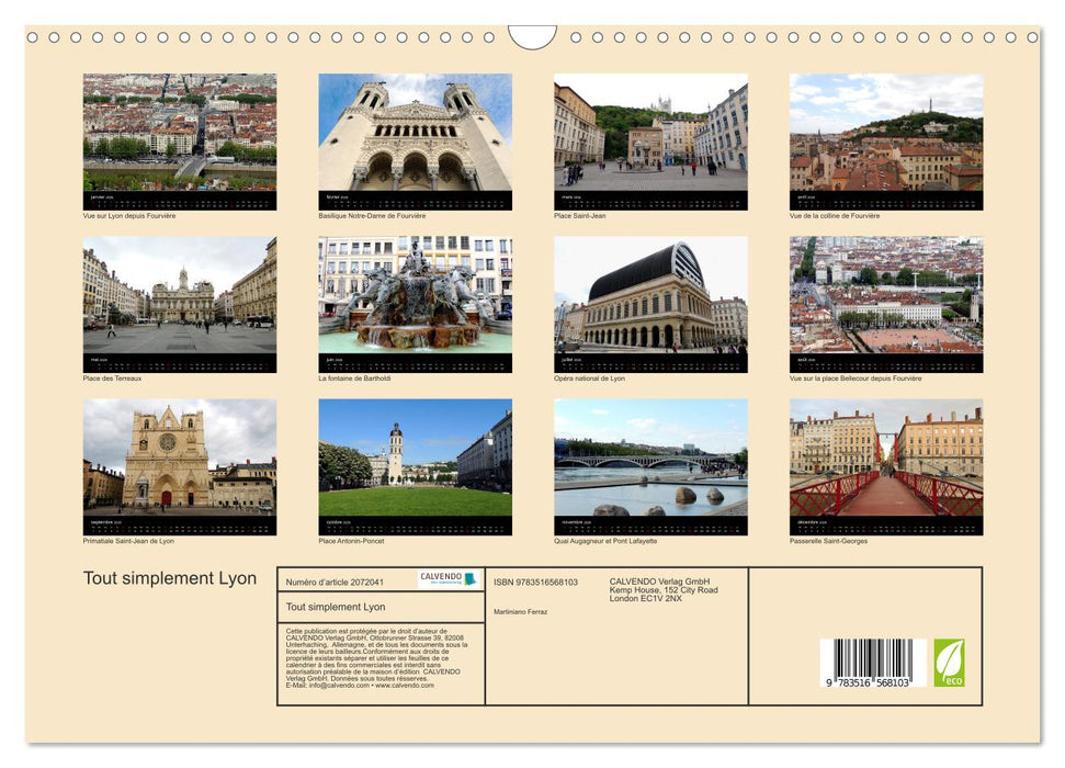 Tout simplement Lyon (CALVENDO Calendrier mensuel 2026)