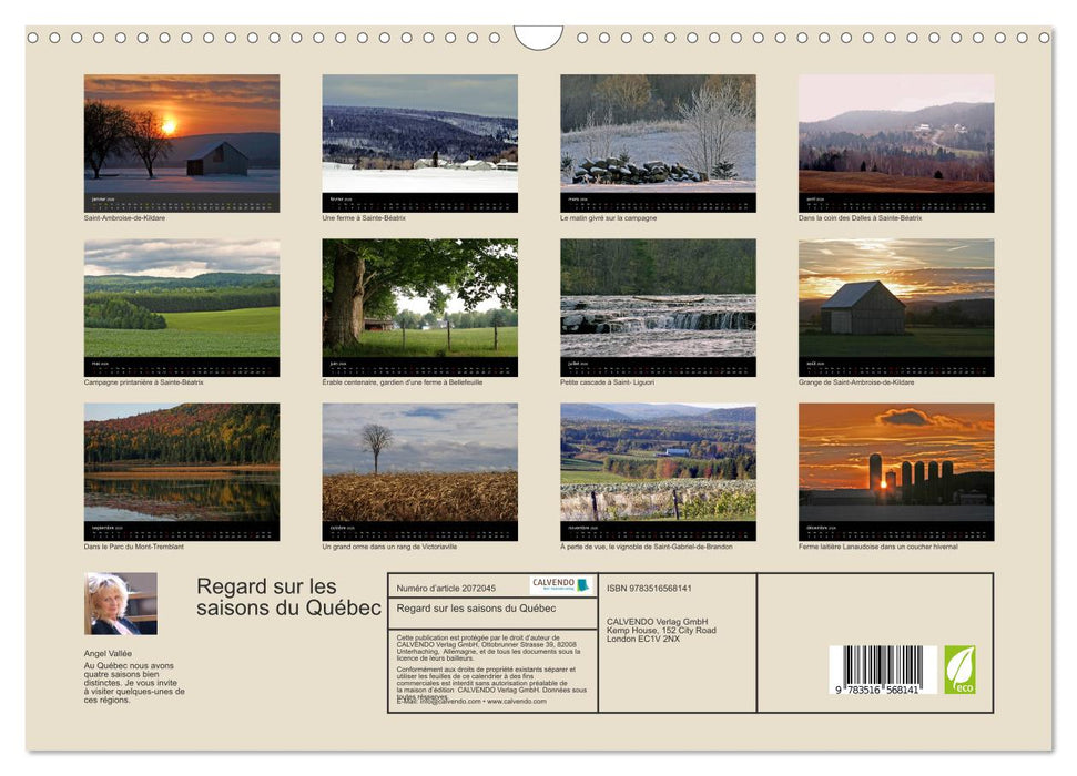 Regard sur les saisons du Québec (CALVENDO Calendrier mensuel 2026)
