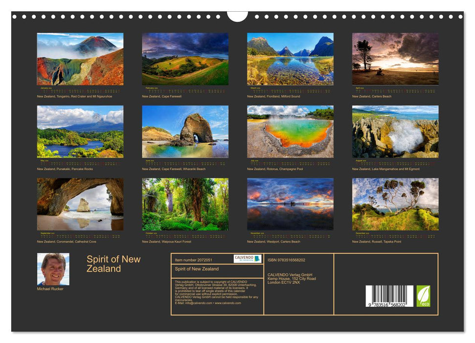 Spirit of New Zealand (CALVENDO Monthly Calendar 2026)