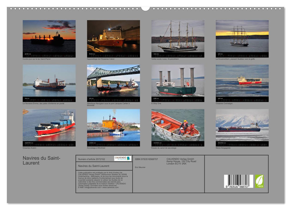 Navires du Saint-Laurent (CALVENDO Calendrier supérieur 2026)
