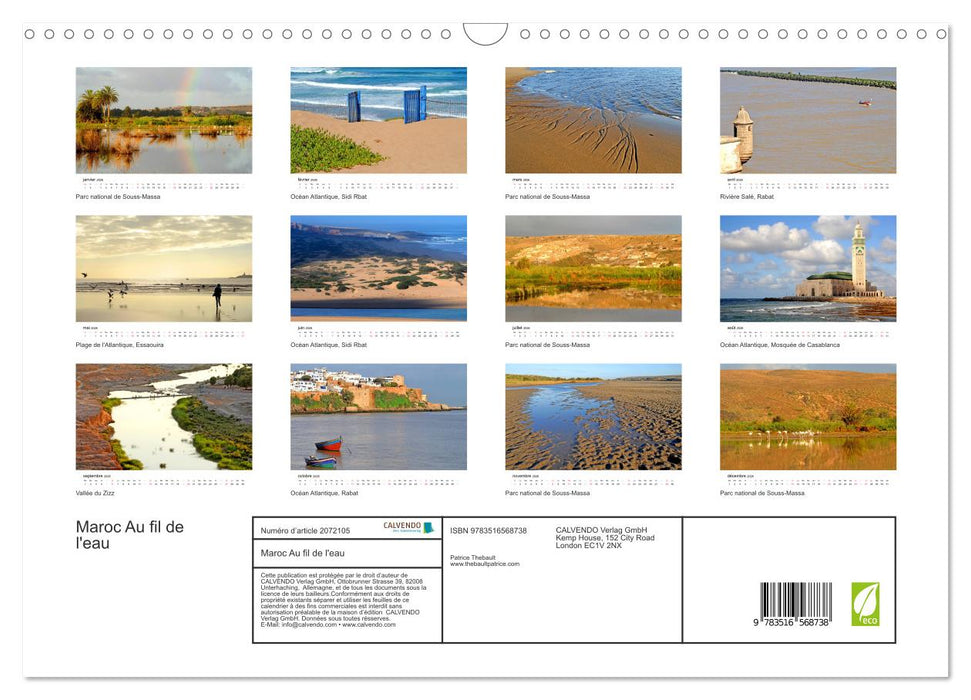 Maroc Au fil de l'eau (CALVENDO Calendrier mensuel 2026)