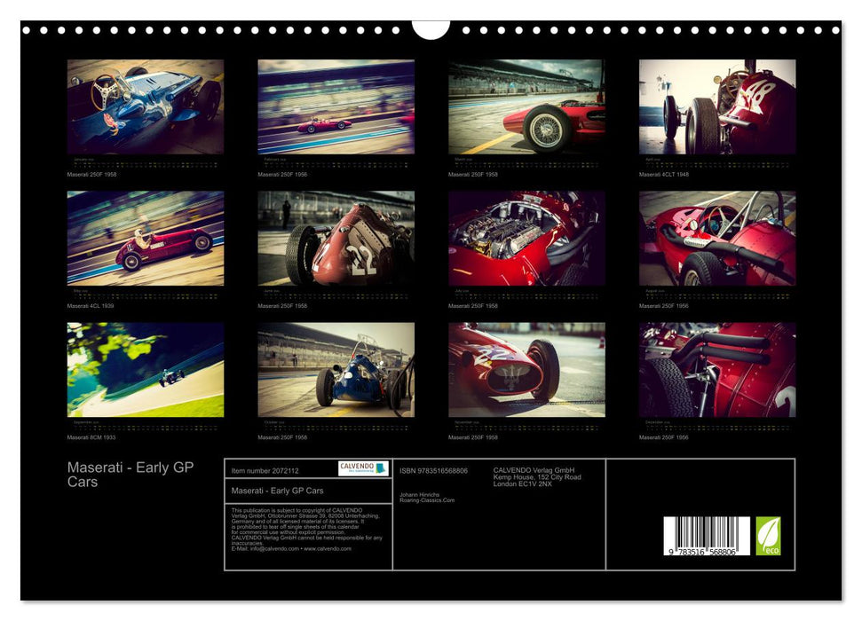 Maserati - Early GP Cars (CALVENDO Monthly Calendar 2026)