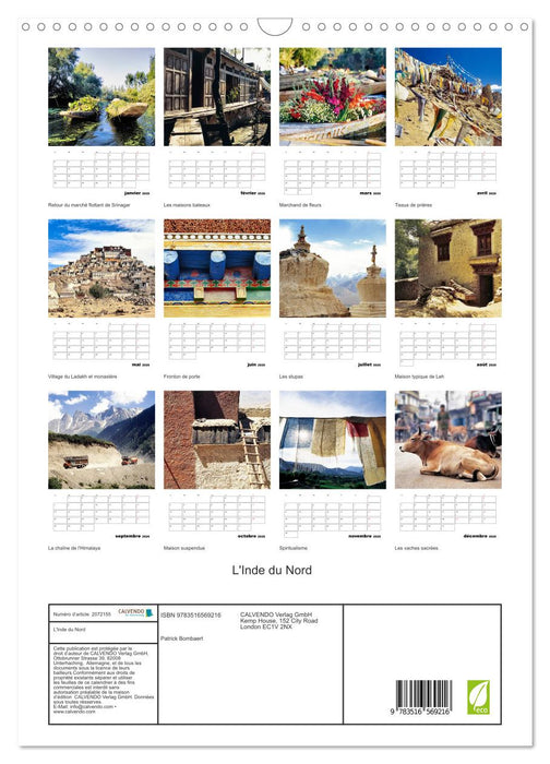 L'Inde du Nord (CALVENDO Calendrier mensuel 2026)