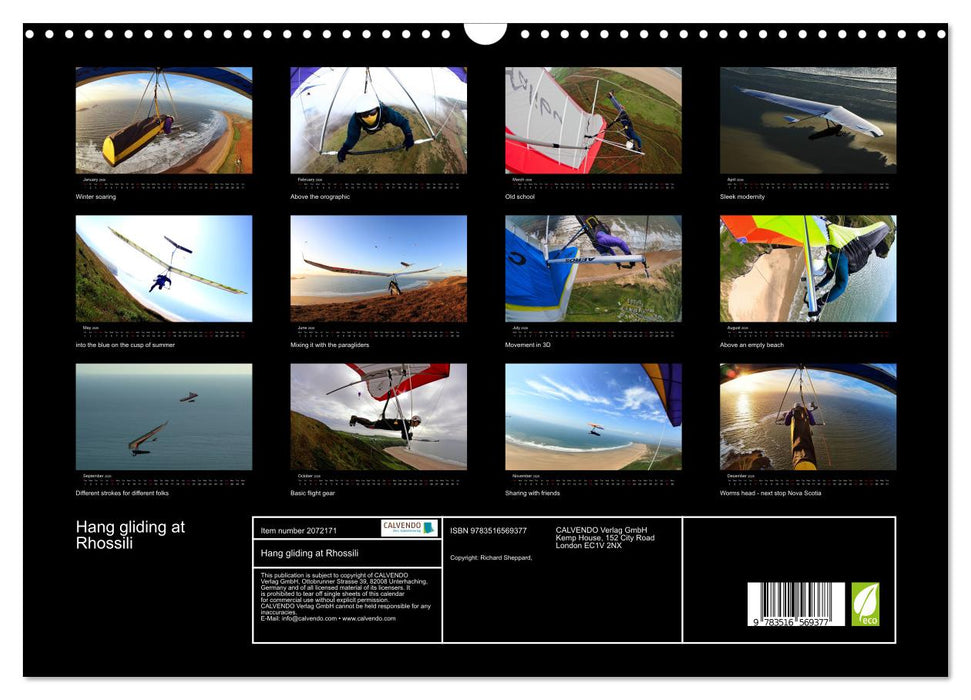 Hang gliding at Rhossili (CALVENDO Monthly Calendar 2026)