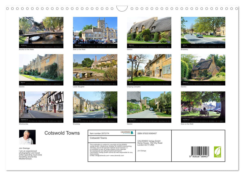 Cotswold Towns (CALVENDO Monthly Calendar 2026)