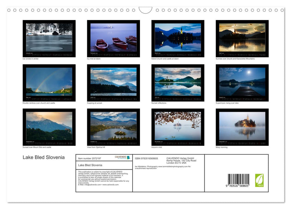 Lake Bled Slovenia (CALVENDO Monthly Calendar 2026)