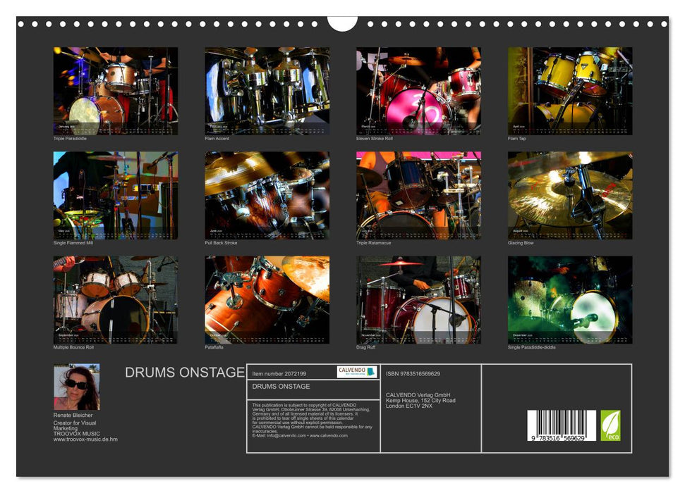 DRUMS ONSTAGE (CALVENDO Monthly Calendar 2026)