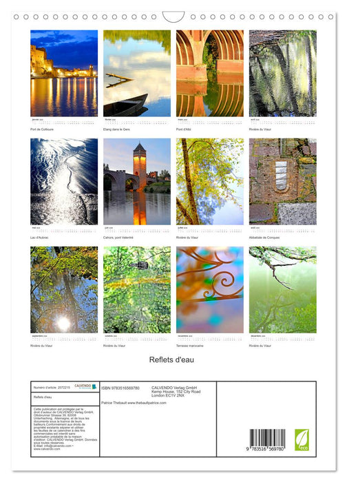 Reflets d'eau (CALVENDO Calendrier mensuel 2026)