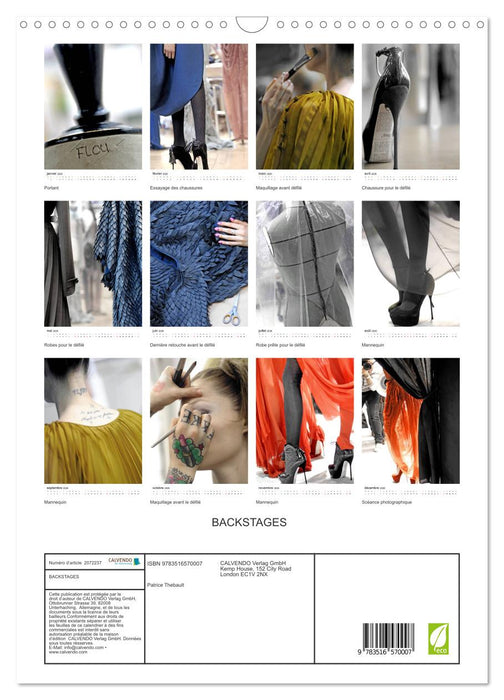 BACKSTAGES (CALVENDO Calendrier mensuel 2026)